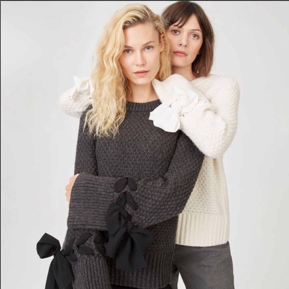 Charcoal Club Monaco Wool Sweater with Bow detail